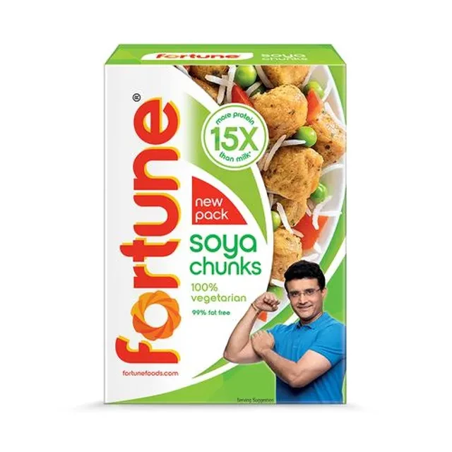 Fortune Soya Chunks - 15x More Protein Than Milk, 200 g Carton-2.webp